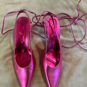 Zara Women's Metallic Pink Heels 39